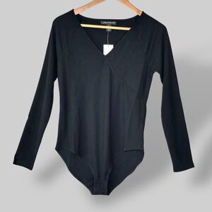 NEW A Pea in the Pod Ribbed Long Sleeve Bodysuit Maternity‎ Black Size Medium